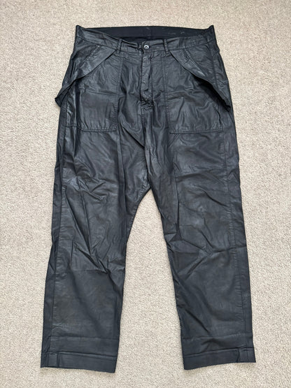 SS15 Rick Owens DRKSHDW Black Waxed Poplin Cargo Pants