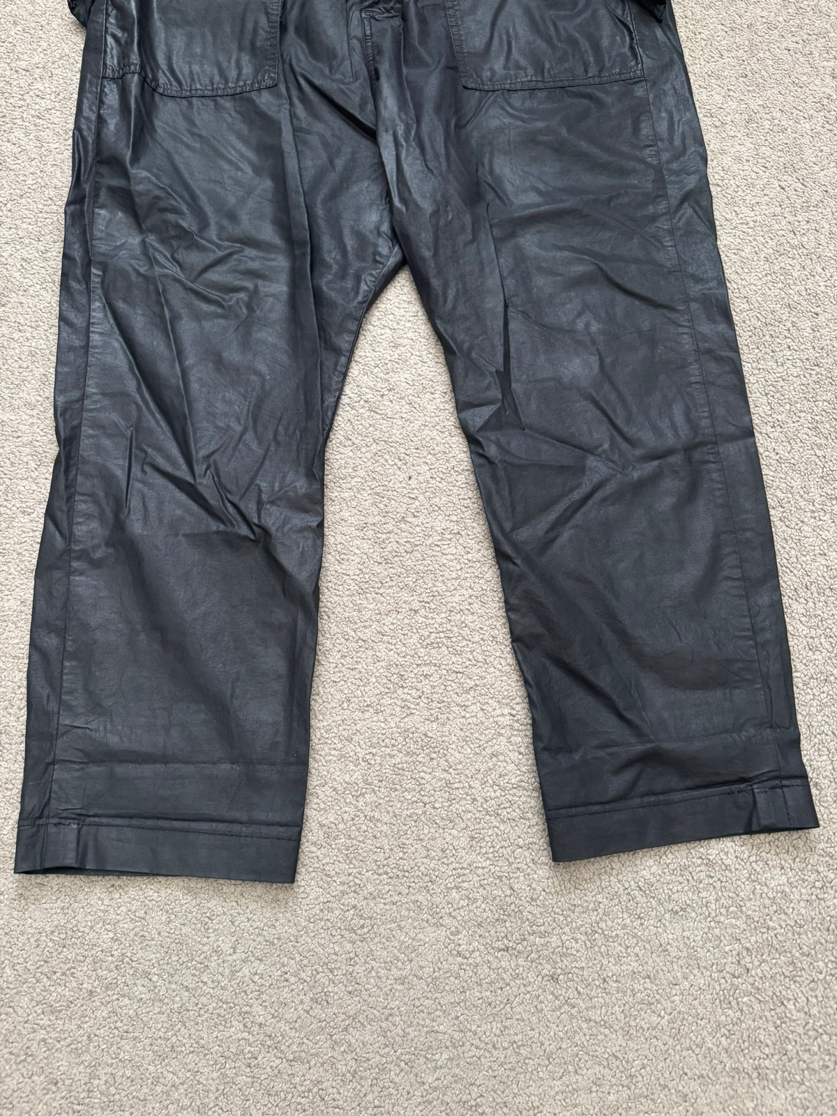 SS15 Rick Owens DRKSHDW Black Waxed Poplin Cargo Pants