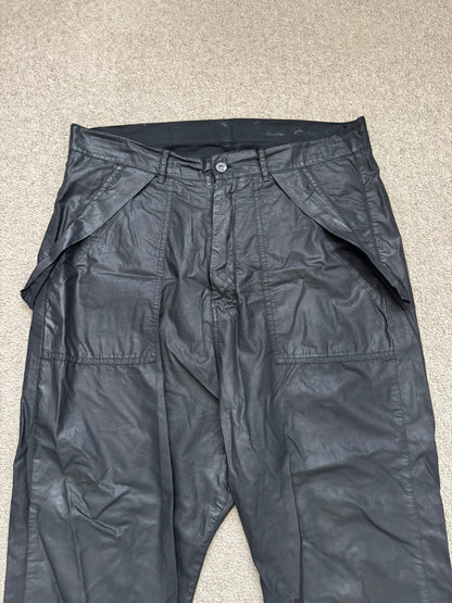 SS15 Rick Owens DRKSHDW Black Waxed Poplin Cargo Pants