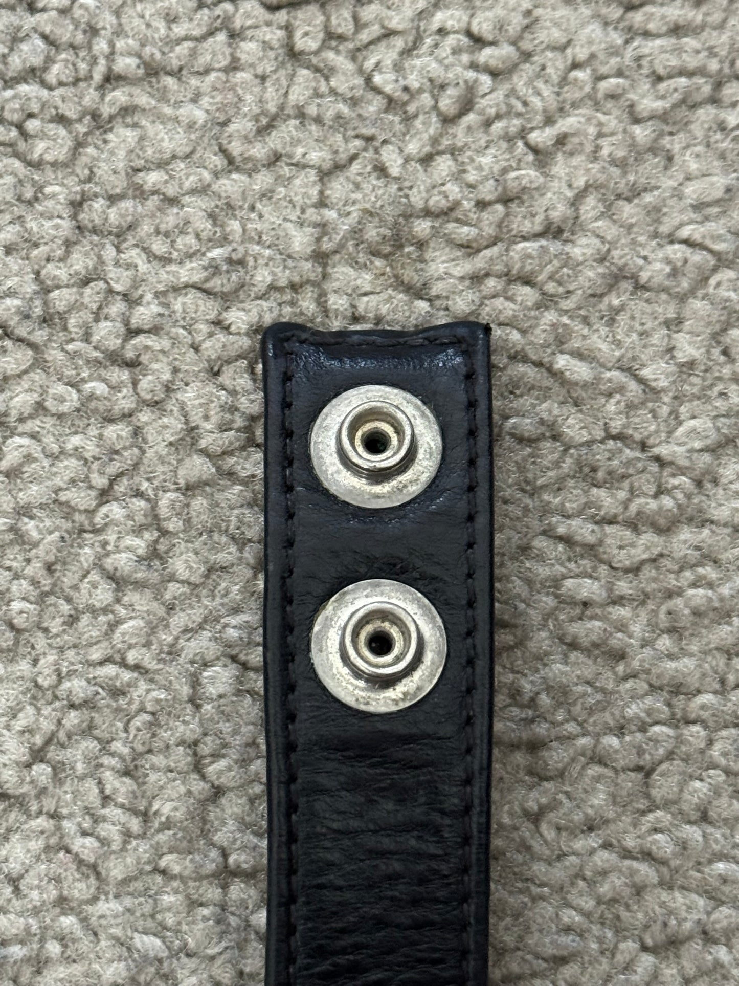 Chrome Hearts 3 Silver Cross Snap Button Black Leather Bracelet