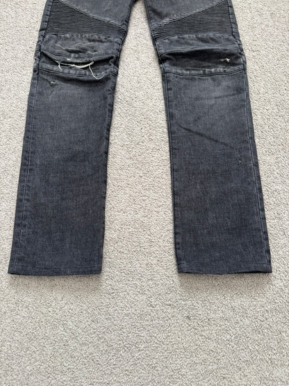 Balmain by Olivier Rousteing Distressed Zip Biker Denim Jeans