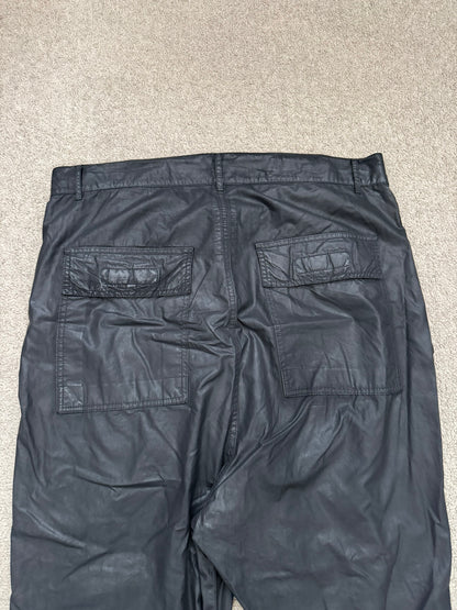 SS15 Rick Owens DRKSHDW Black Waxed Poplin Cargo Pants