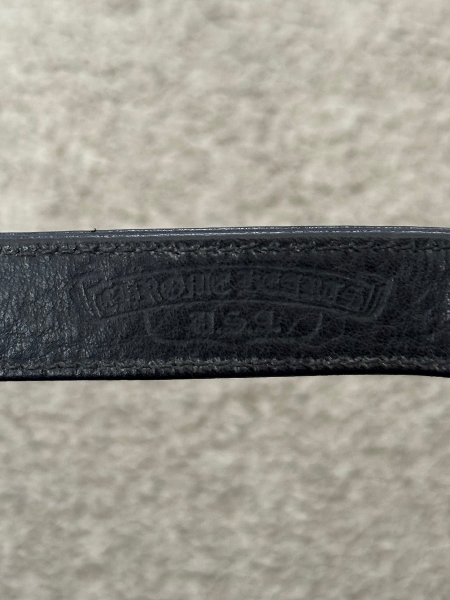 Chrome Hearts 3 Silver Cross Snap Button Black Leather Bracelet