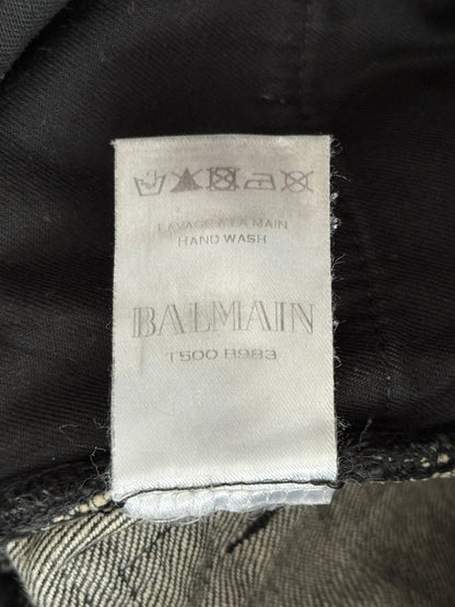 Balmain by Olivier Rousteing Distressed Zip Biker Denim Jeans