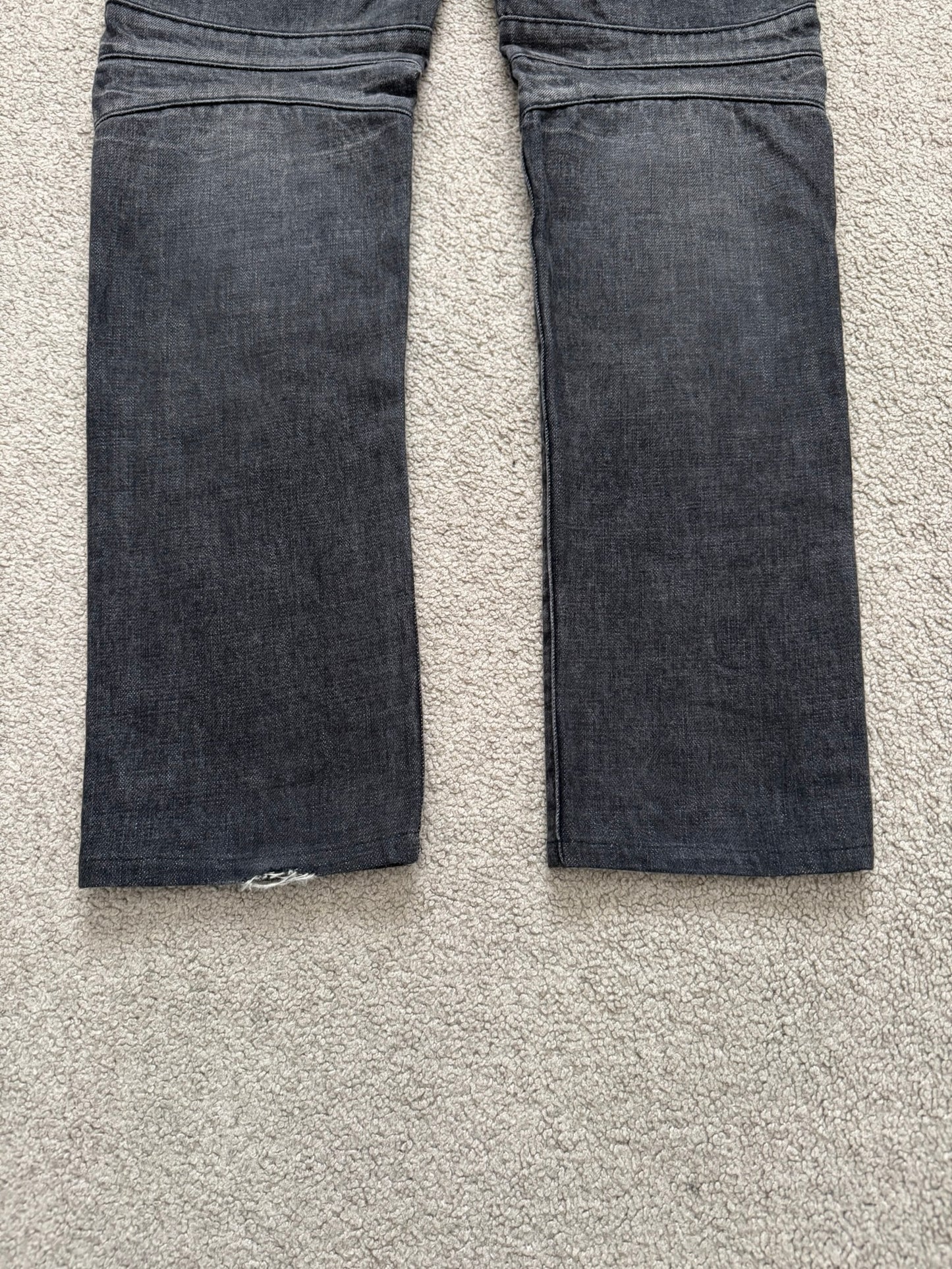 Balmain by Olivier Rousteing Distressed Zip Biker Denim Jeans