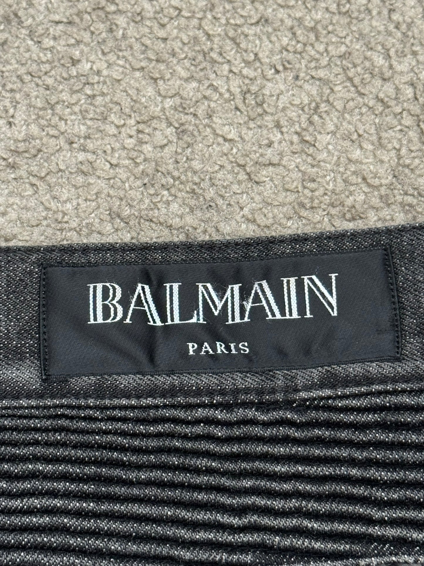 Balmain by Olivier Rousteing Distressed Zip Biker Denim Jeans