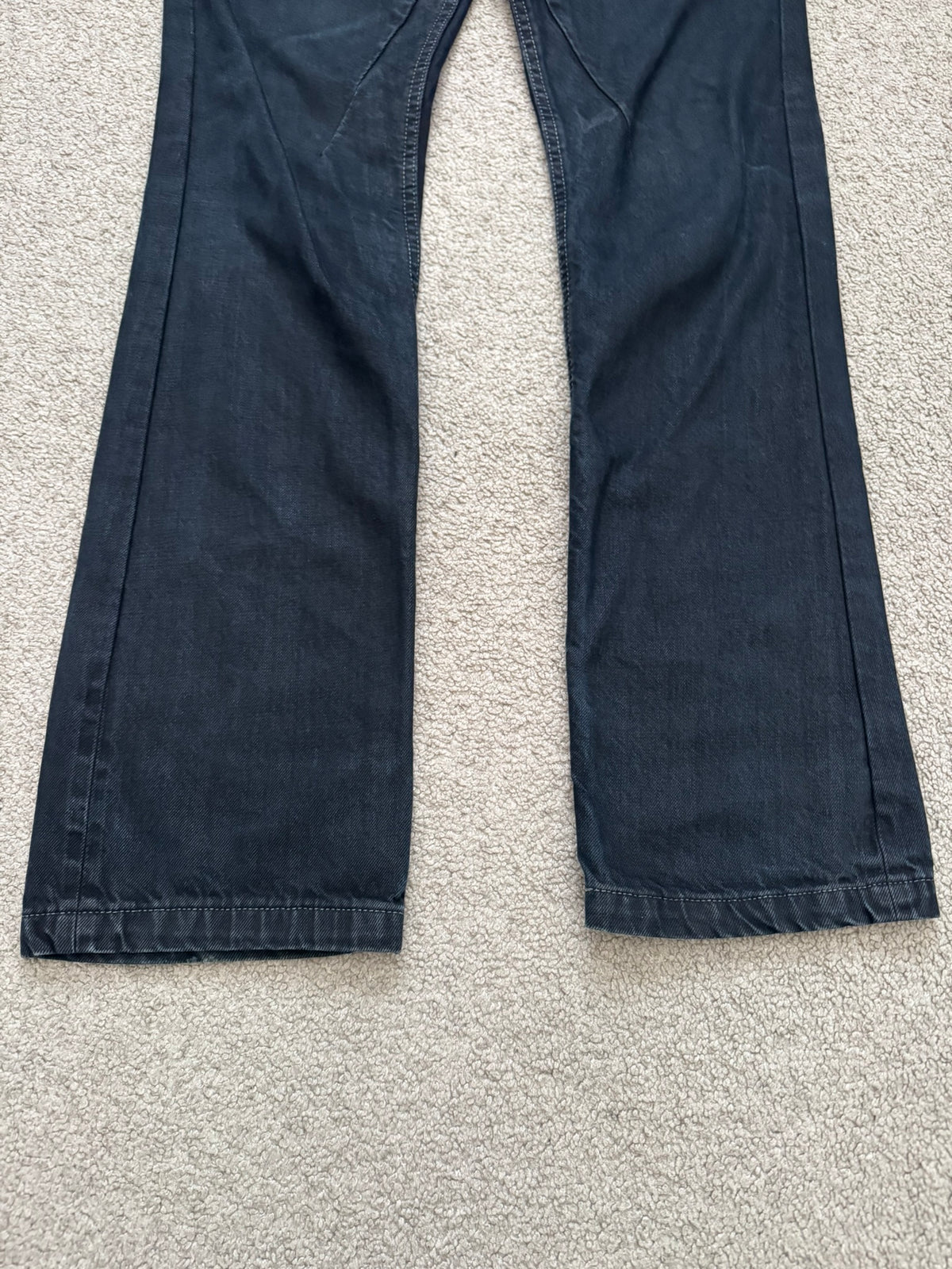 FW12 Rick Owens DRKSHDW Black Waxed Selvedge Berlin Cut Denim Jeans