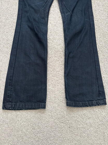FW12 Rick Owens DRKSHDW Black Waxed Selvedge Berlin Cut Denim Jeans