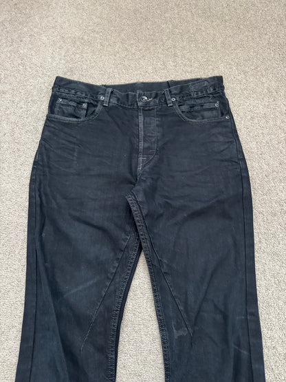 FW12 Rick Owens DRKSHDW Black Waxed Selvedge Berlin Cut Denim Jeans