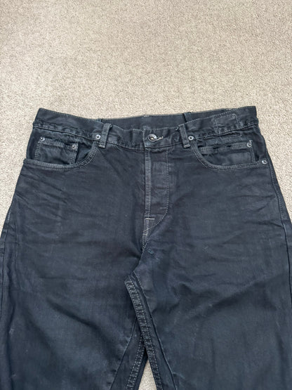 FW12 Rick Owens DRKSHDW Black Waxed Selvedge Berlin Cut Denim Jeans