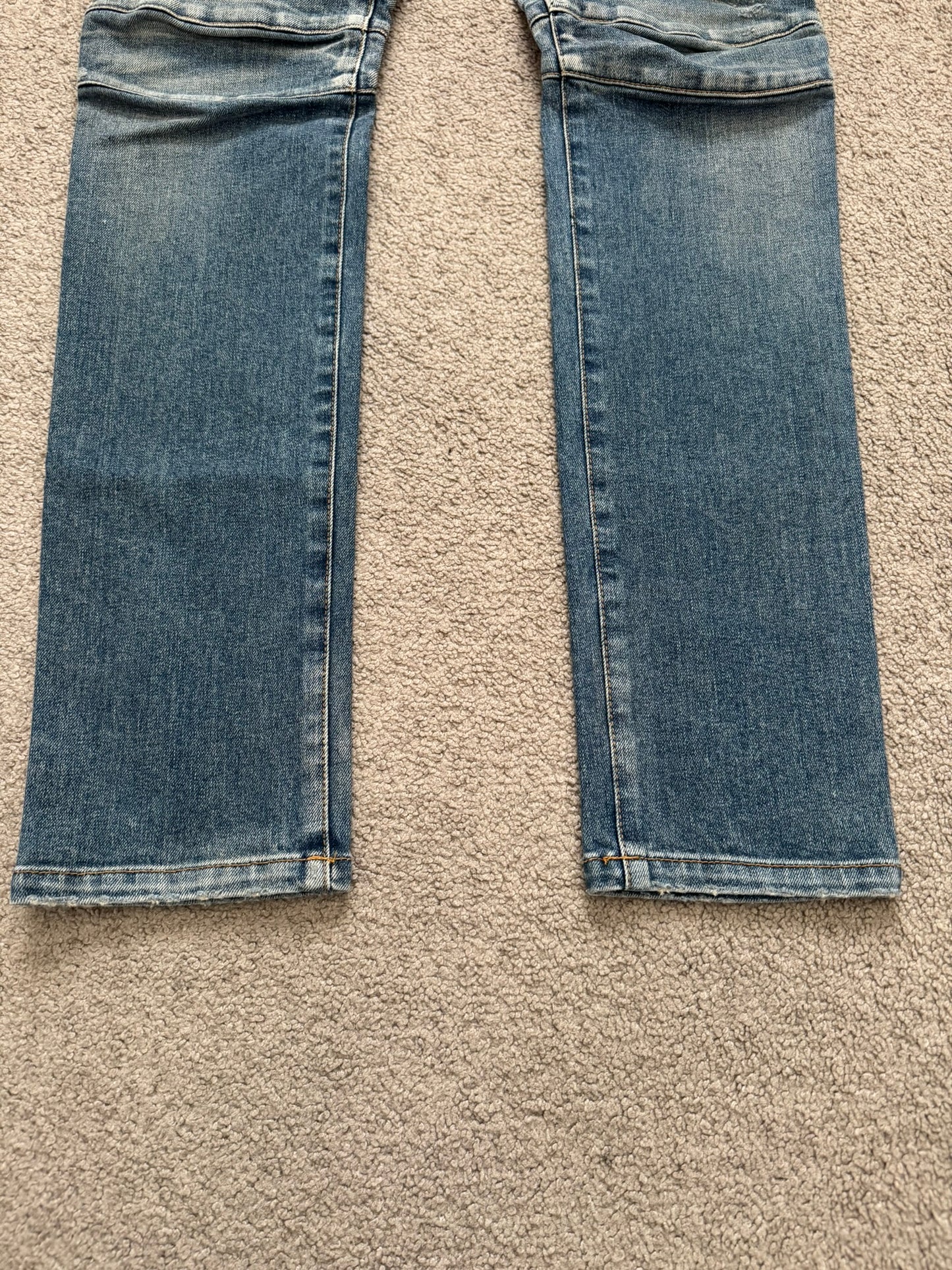 SS14 Balmain by Olivier Rousteing Washed Zip Biker Denim Jeans