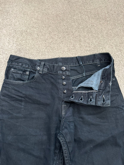 FW12 Rick Owens DRKSHDW Black Waxed Selvedge Berlin Cut Denim Jeans