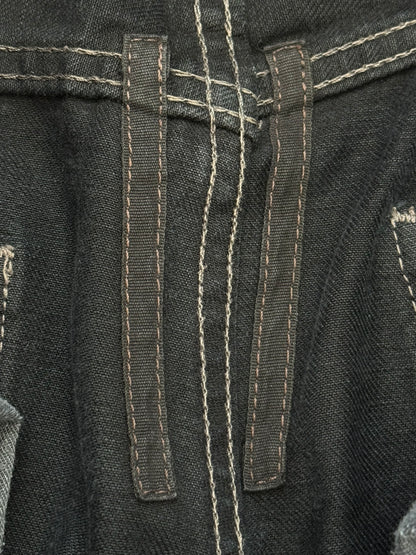 FW12 Rick Owens DRKSHDW Black Waxed Selvedge Berlin Cut Denim Jeans