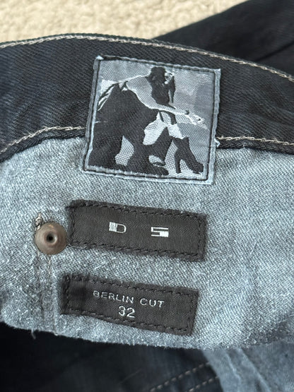 FW12 Rick Owens DRKSHDW Black Waxed Selvedge Berlin Cut Denim Jeans