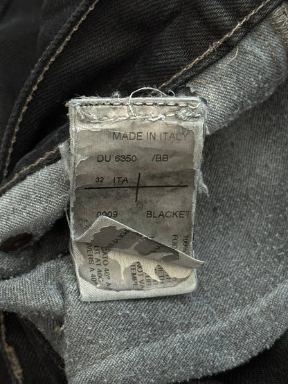 FW12 Rick Owens DRKSHDW Black Waxed Selvedge Berlin Cut Denim Jeans