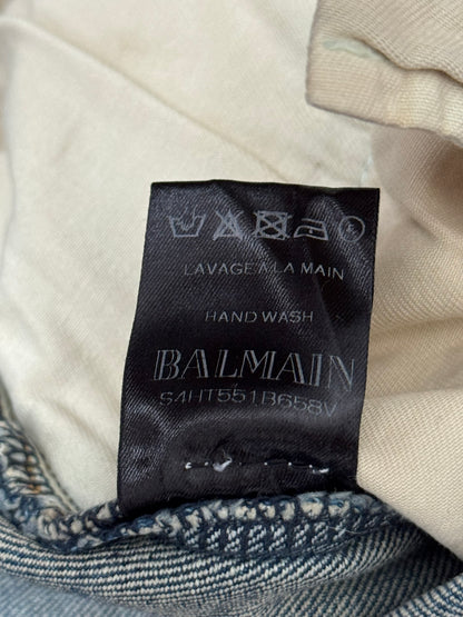 SS14 Balmain by Olivier Rousteing Washed Zip Biker Denim Jeans