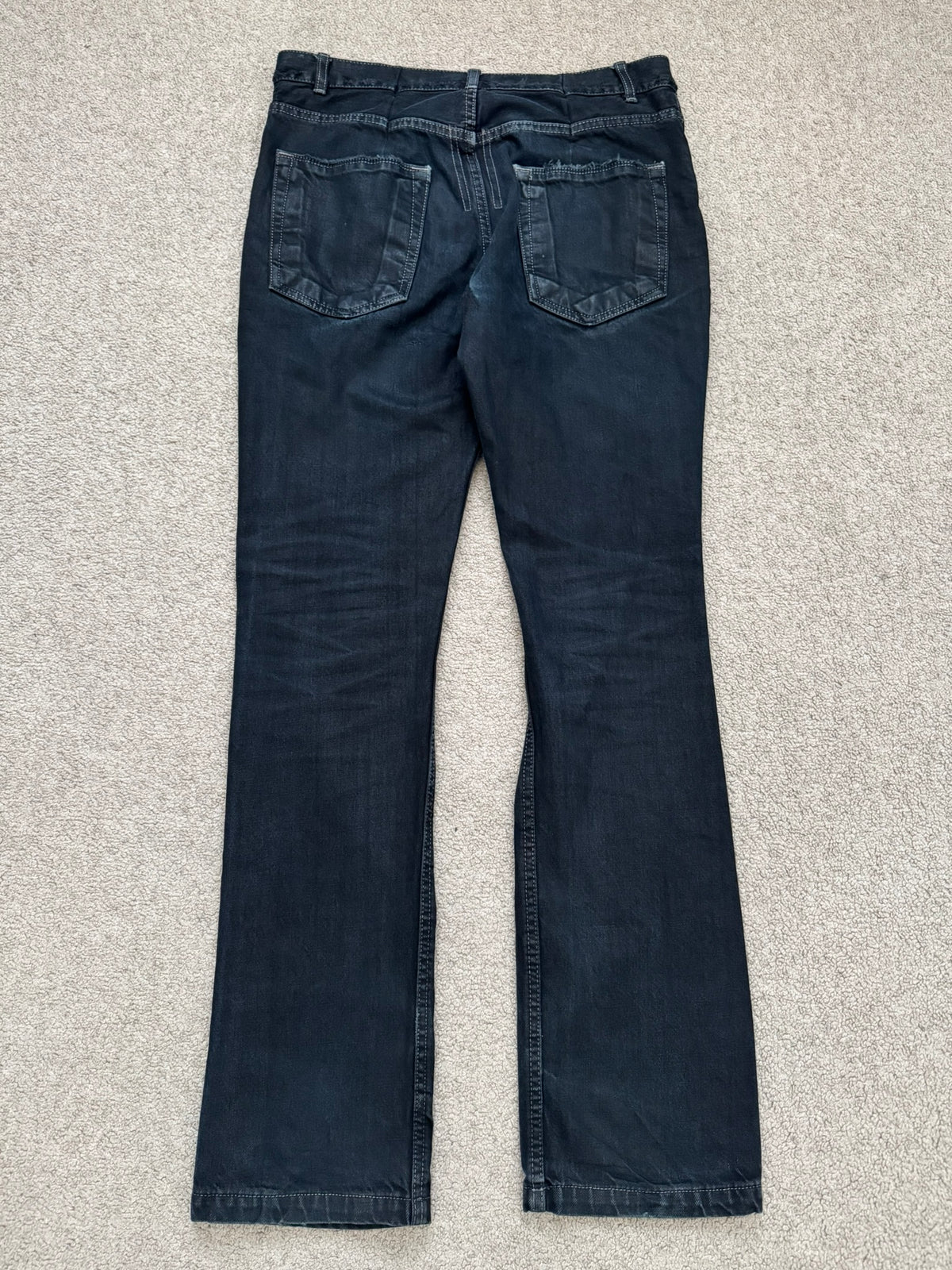 FW12 Rick Owens DRKSHDW Black Waxed Selvedge Berlin Cut Denim Jeans