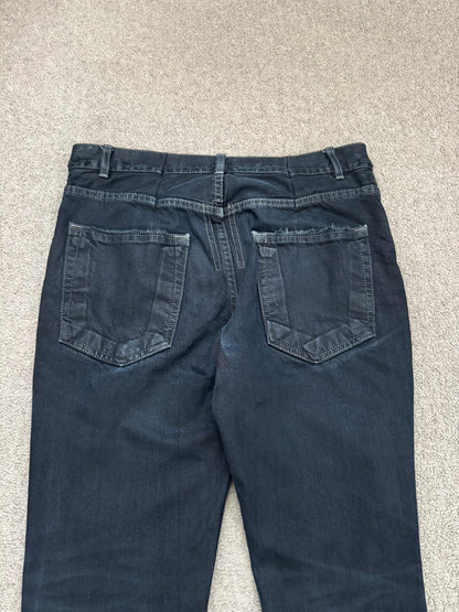 FW12 Rick Owens DRKSHDW Black Waxed Selvedge Berlin Cut Denim Jeans