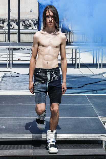 SS19 Rick Owens Mainline “Babel” Hybrid Collage Tyrone Cut Denim Jeans