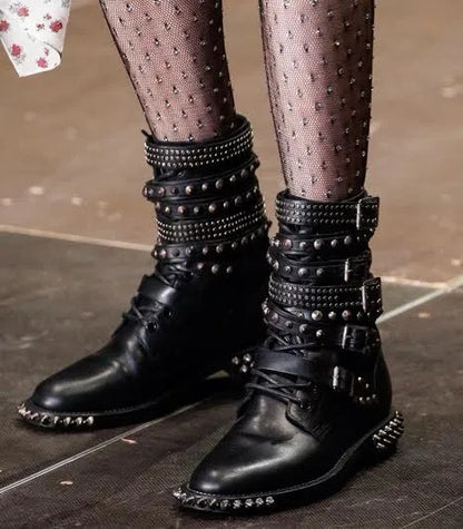 FW13 Saint Laurent by Hedi Slimane Studded Belted Ranger Combat Boots